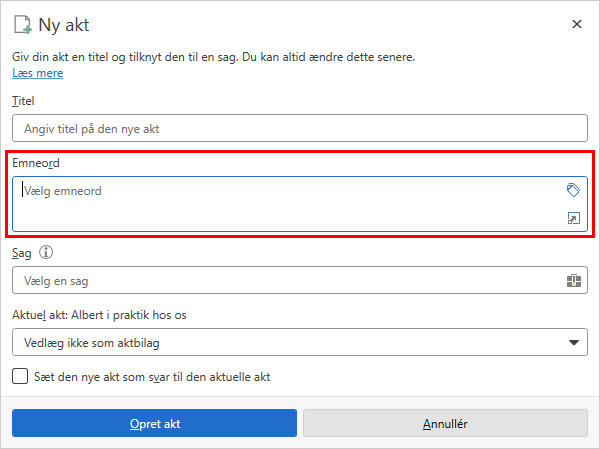 alt shortcut new record dialogue