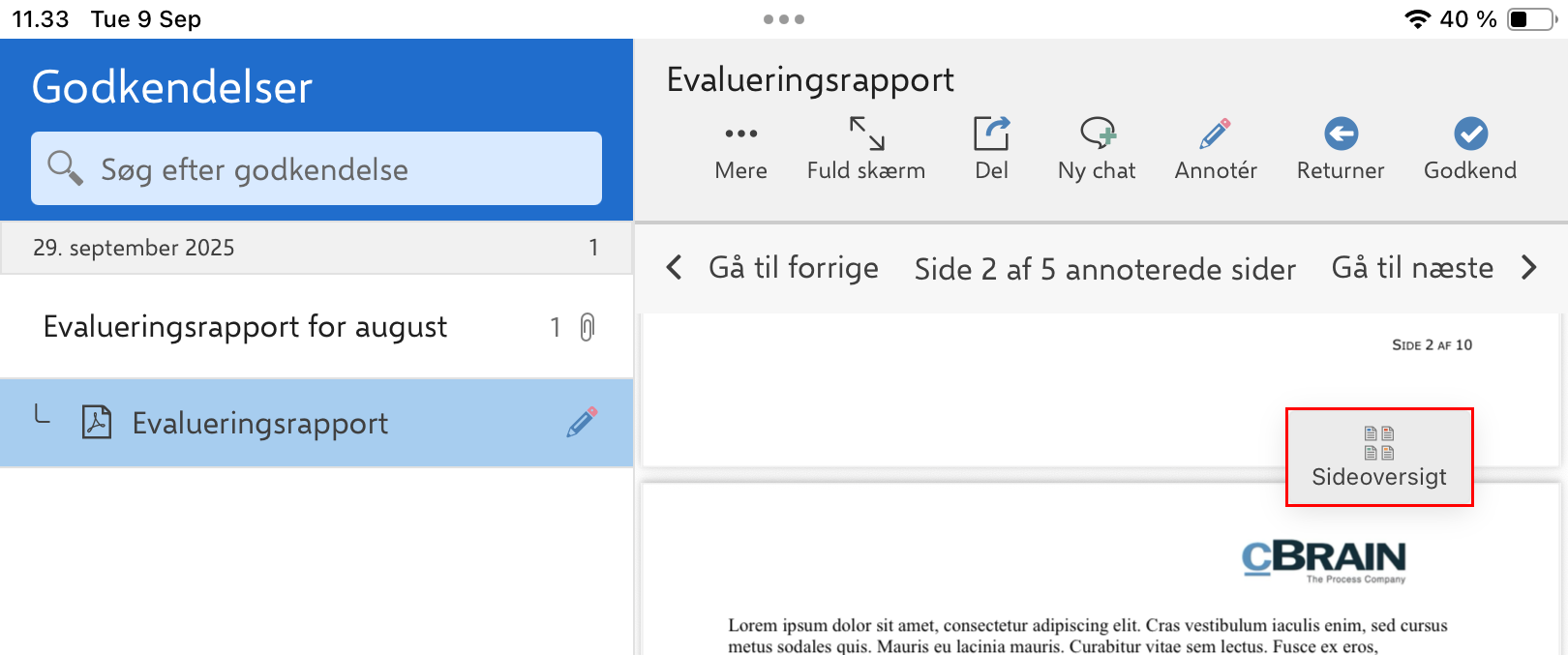 page overview button