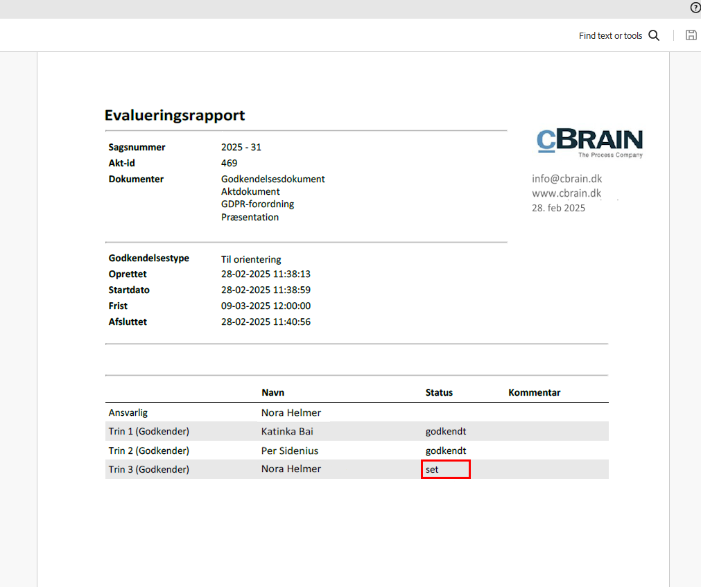 approval status seen