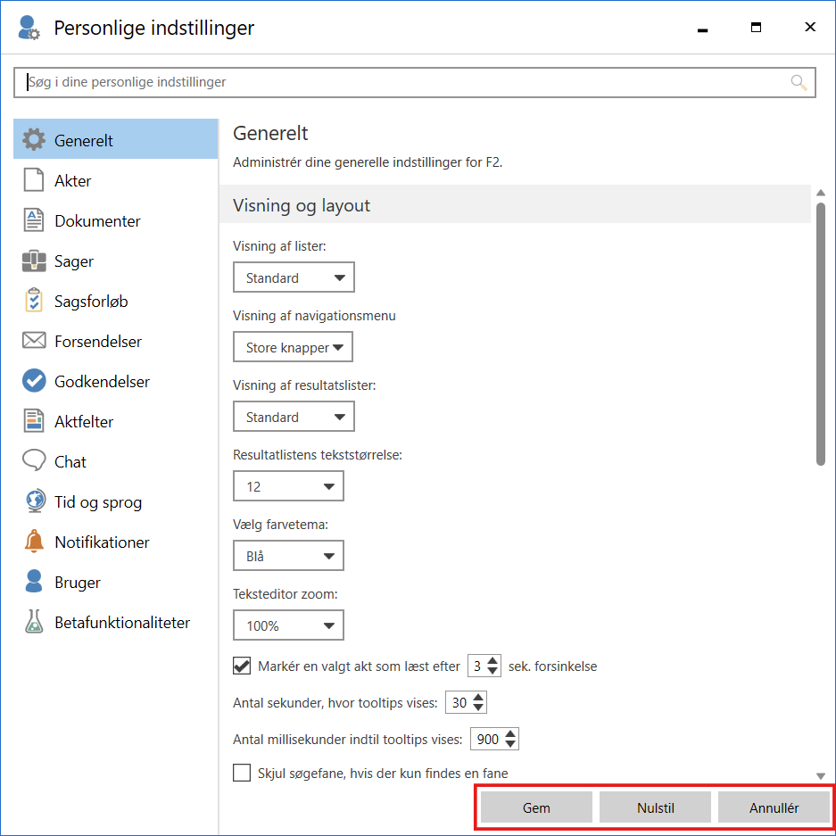 personal settings buttons text