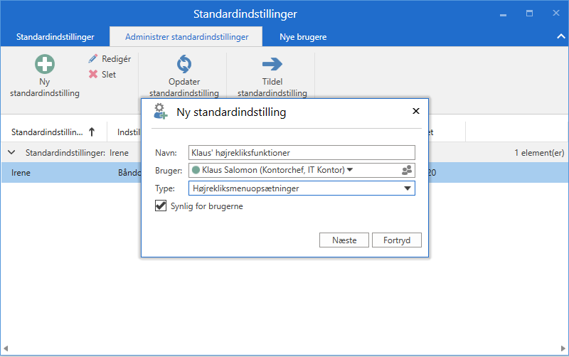 standard right click