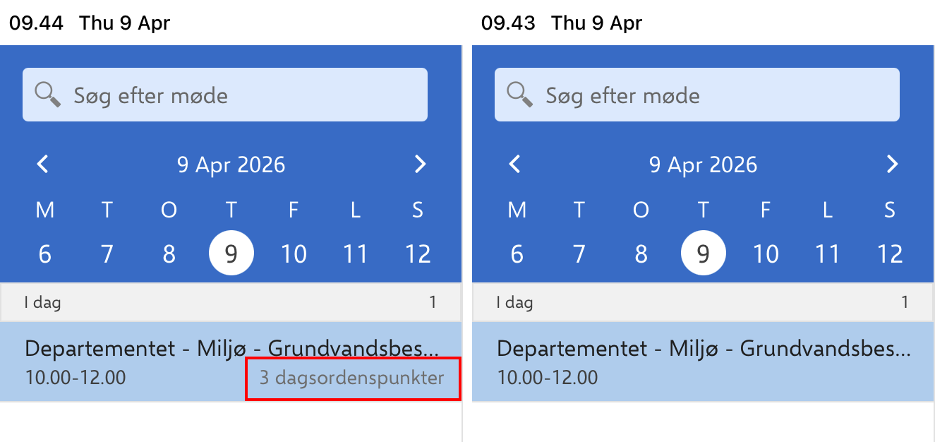 hide agenda items