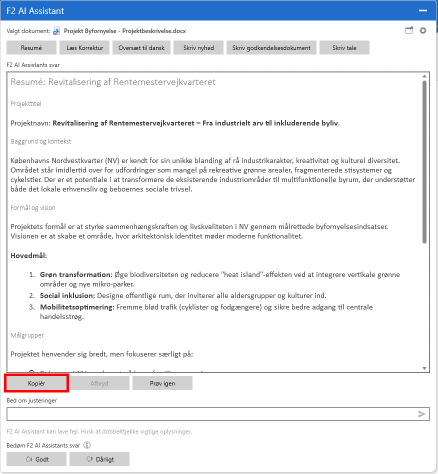 ai assistant formatting