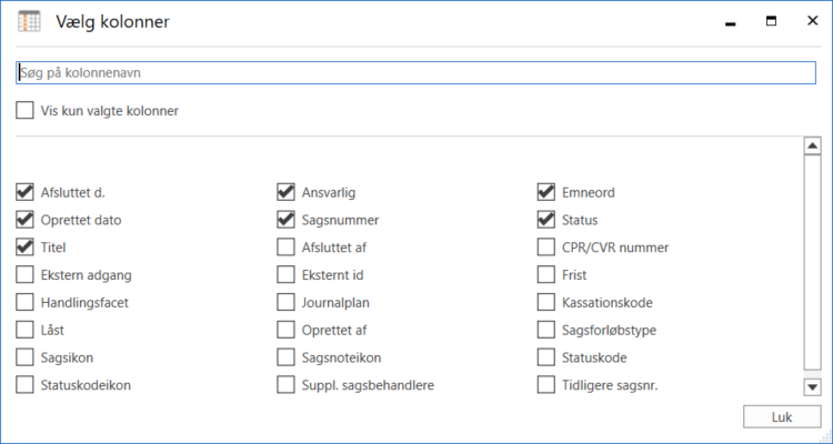 global column settings cases