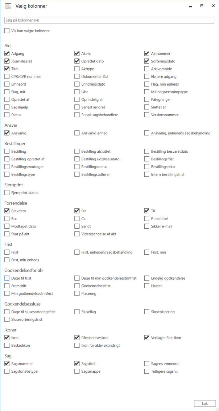 global column settings