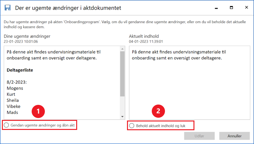 document recovery compare versions