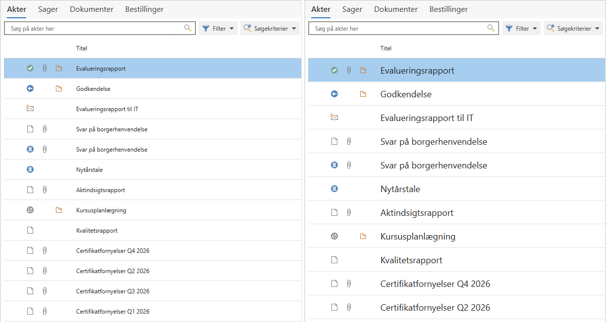font size result list