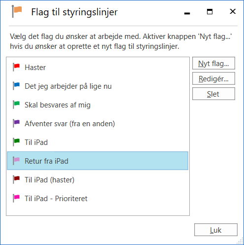 record control flags dialogue