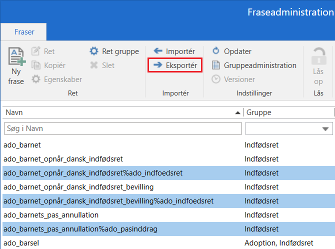 export phrases