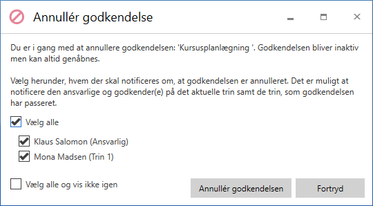 notify approvers cancel