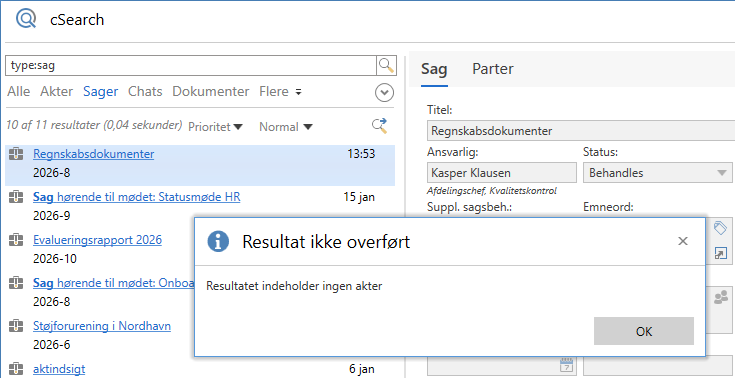 result not transfered