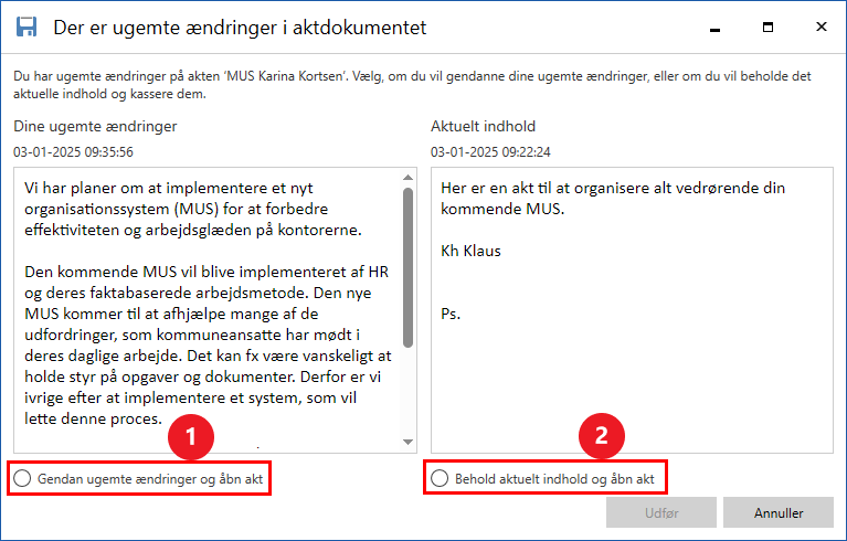 document recovery compare versions