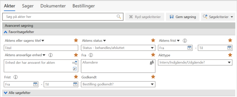 favourite search fields example