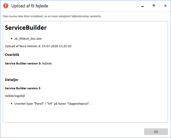 upload failed