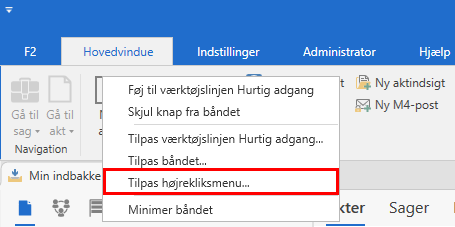 customise right click menu item