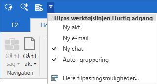 quick access context menu