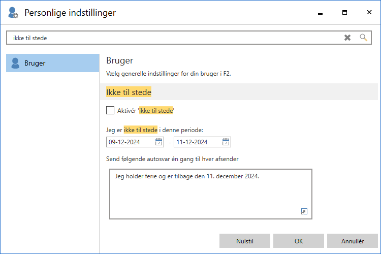 searches settings