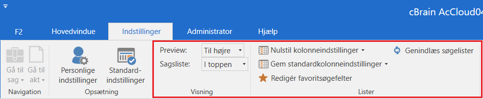 view and lists menu groups