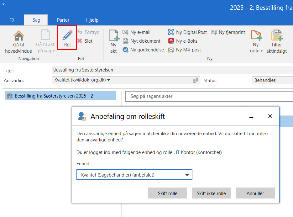 change role case window