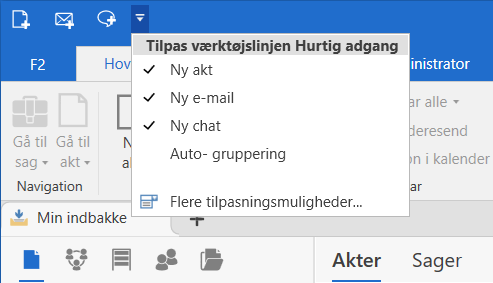 adjust quick access drop down
