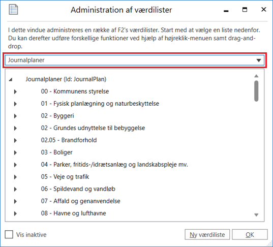 file plan value lists