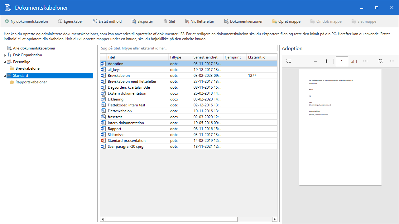 template administration