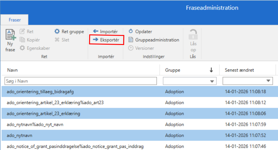 export phrases