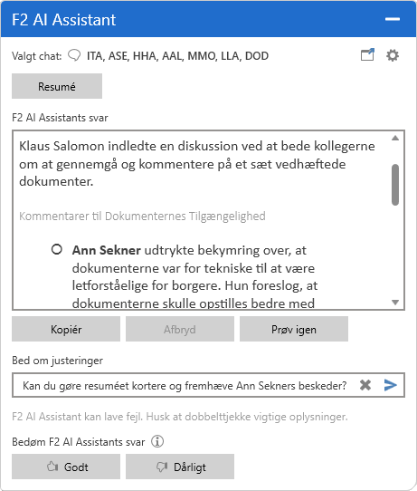 chat summary short