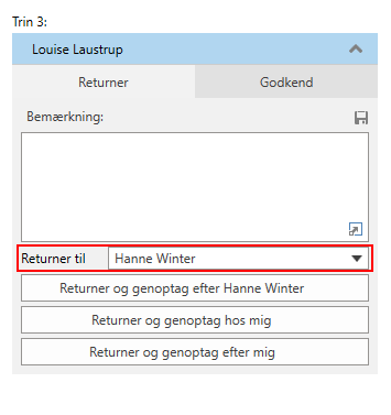 approval return drop down