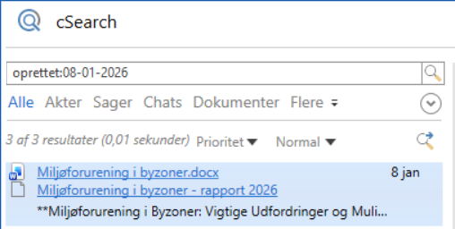 search created date