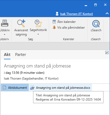 Figur 3, som viser et blyantikon ved dokumentet i hovedvinduets preview og en tooltip med redaktørens navn og tidspunktet for redigeringens start.