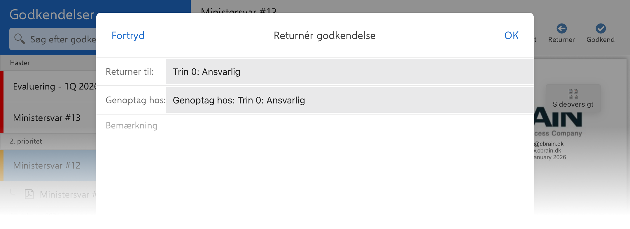 approvals return