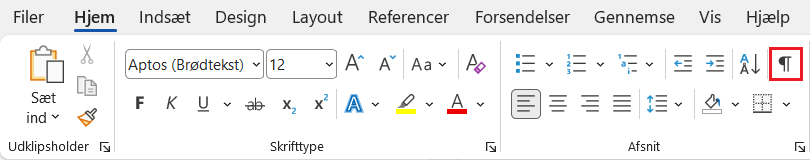 activate paragraph marks