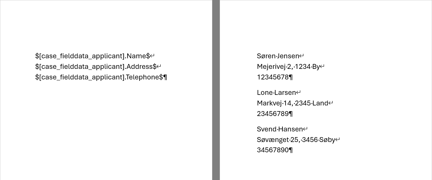 list merge fields correct