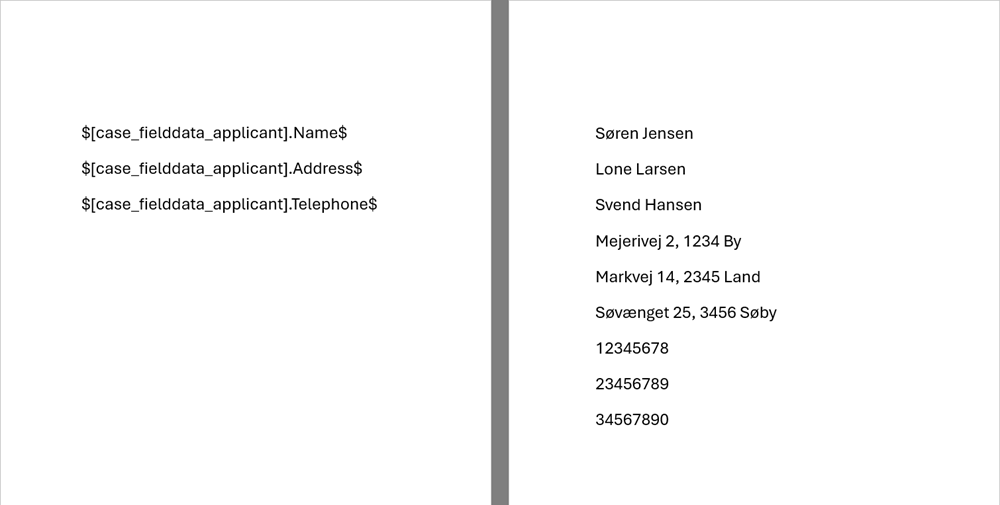 list merge fields wrong