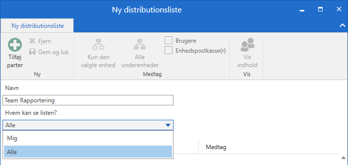 new distribution list
