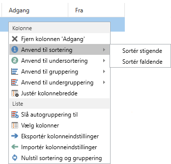 right click sort