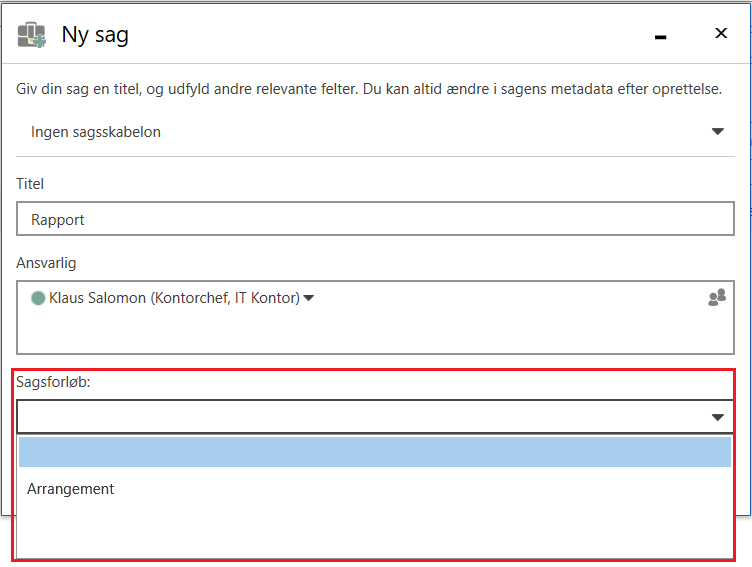 new case dropdown