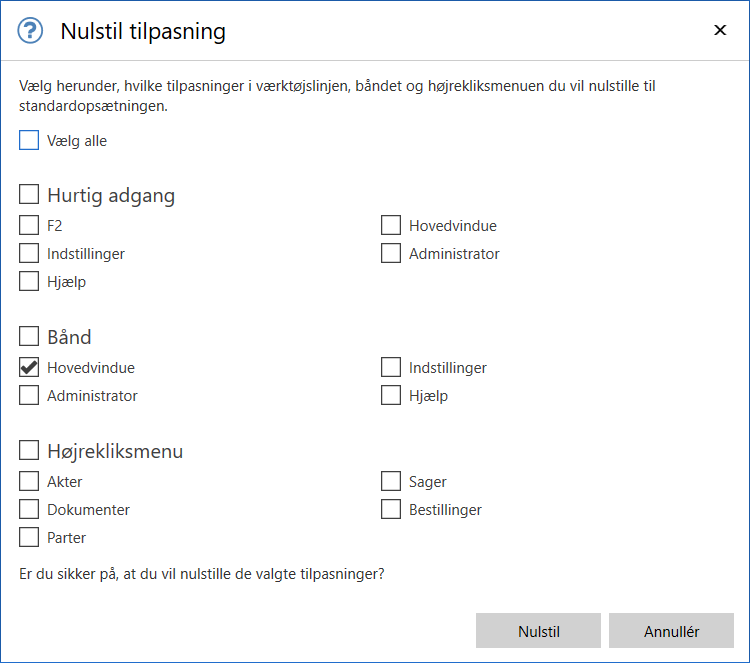reset settings