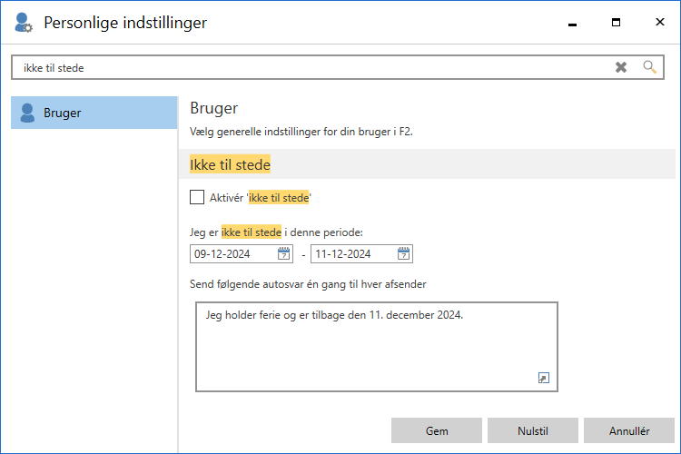 searches settings