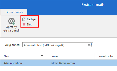 edit delete extra emails
