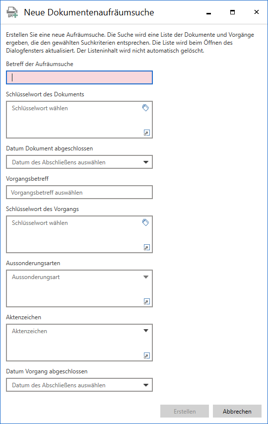 data cleanup create record search