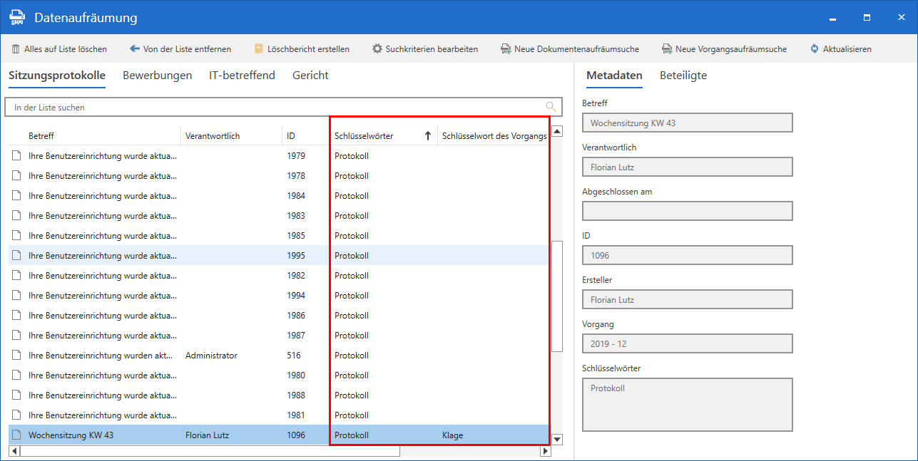 data cleanup keyword columns