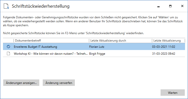 document recovery overview 2