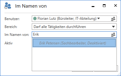 on behalf deactivated