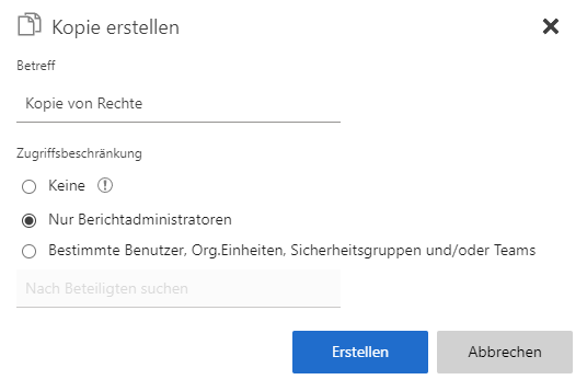 copy configuration dialogue