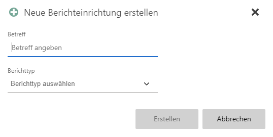 create configuration dialogue