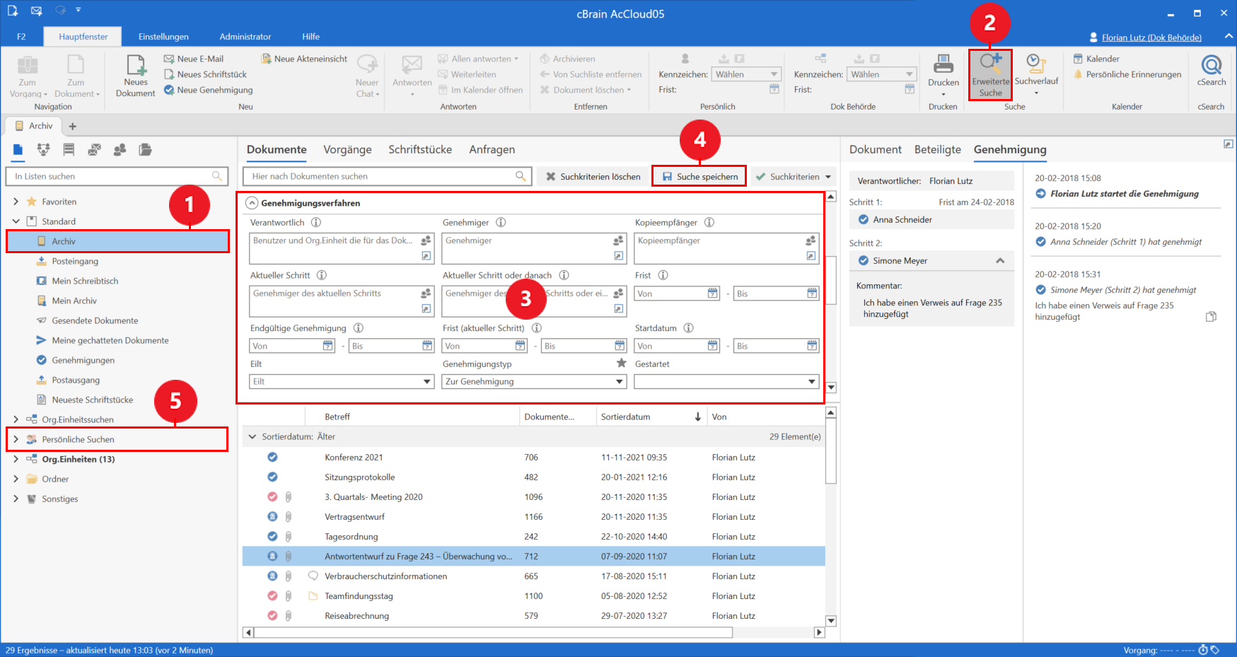 approval overview with numbers