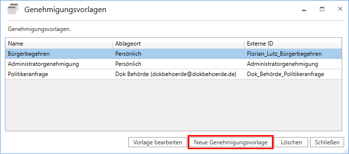 new shared approval template