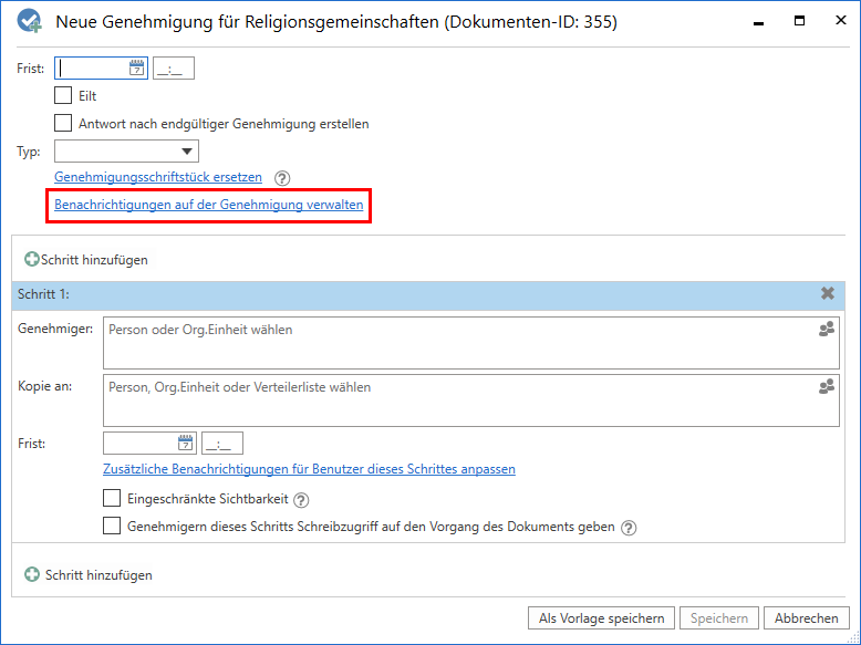 open notifications dialogue
